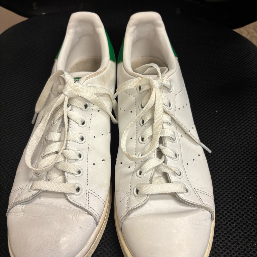 Adidas Stan Smith White and Green Leather Tennis Shoe
